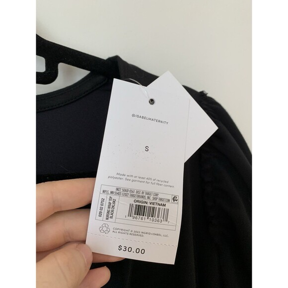 NWT Isabel by Ingrid & Isabel Maternity Nursing Wrap Top Black 3/4 Sleeve- Sz S - Picture 9 of 10